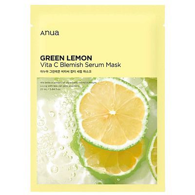 Anua Green Lemon Vita C Blemish Serum Mask Осветляющая тканевая маска с зелёным лимоном 25 мл