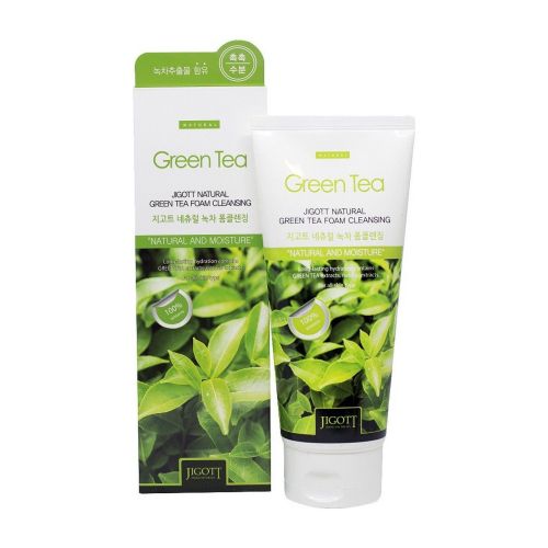 Jigott Natural Green Tea Foam Cleansing Пенка для умывания с экстрактом зеленого чая 180мл