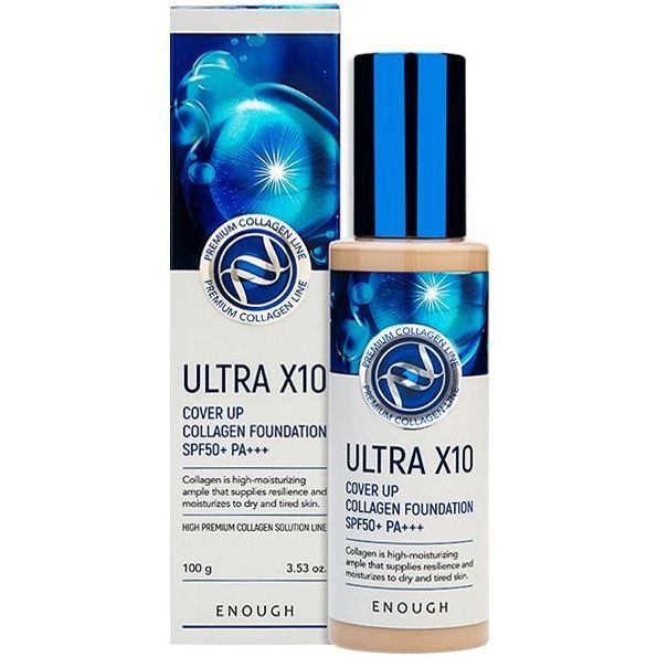 Enough Ultra X10 Cover Up Collagen Foundation Тональная основа с коллагеном SPF50+ PA+++ 100г УЦЕНКА