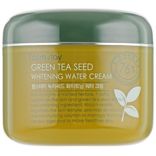 Farmstay Green Tea Seed Whitening Water Cream Увлажняющий крем с семенами зеленым чаем 100г фото 2