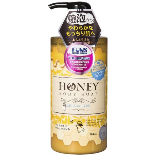 Daiichi FUNS Honey Milk Гель для душа увлажняющий с экстрактом меда и молока 500мл