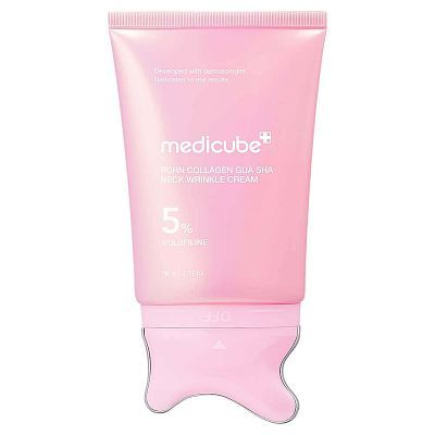 Массажный крем для шеи с 5% волюфилином и ПДРН Medicube PDRN Collagen Gua Sha Neck Wrinkle Cream 90г