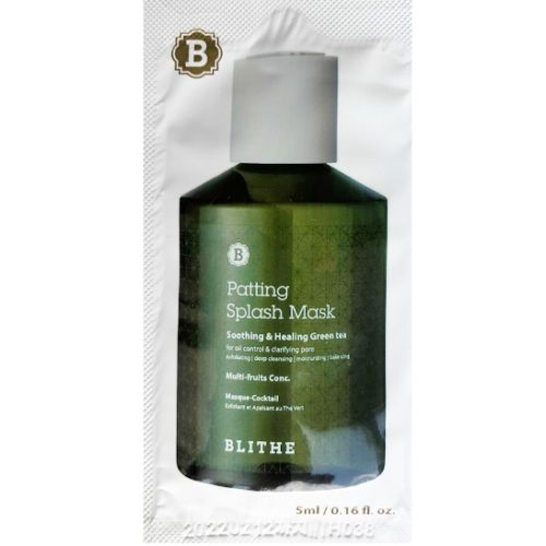 Blithe Patting Splash Mask Soothing & Healing Green Tea Успокаивающая сплэш-маска Зеленый Чай 5мл