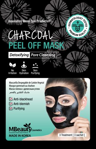 MBeauty Charcoal Peel-Off Masks Маска-пленка с древесным углем для очищения пор 3шт*7г