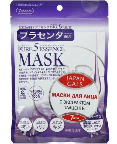 Japan Gals Pure 5 Essential Маска с плацентой 7шт