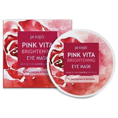 Petitfee Pink Vita Brightening Eye Mask Патчи с комплексом витаминов для сияния кожи 60шт