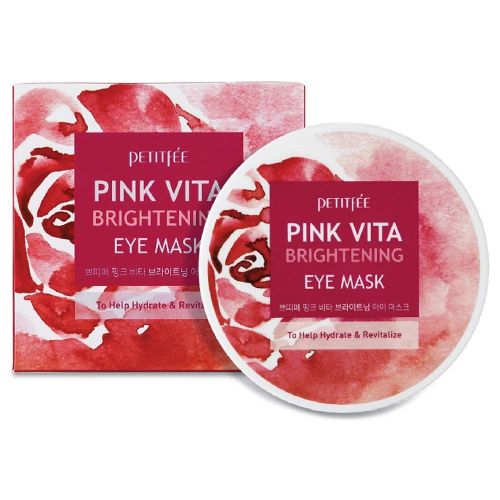 Petitfee Pink Vita Brightening Eye Mask Патчи с комплексом витаминов для сияния кожи 60шт