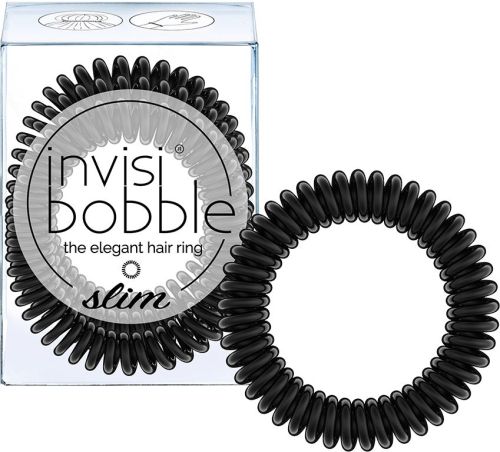 Invisibobble SLIM True Black Резинка-браслет для волос (черная) 3шт