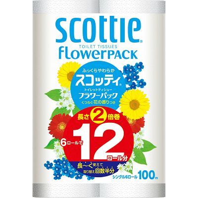 Nepia Scottie Flowerpack Однослойная туалетная бумага 6шт
