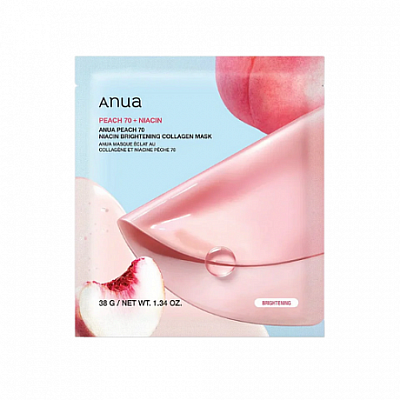 Осветляющая гидрогелевая маска с персиком Anua Peach 70 Niacin Brightening Collagen Mask 38г