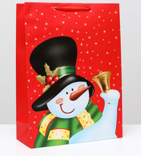 GiftPack Пакет ламинированный "Снеговик в шляпе", 31 x 42 x 12 см