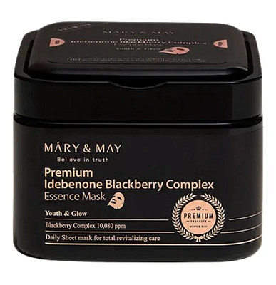 MARY&MAY Premium Idebenone Blackberry Complex Набор омолаживающих масок с идебеноном 20 шт