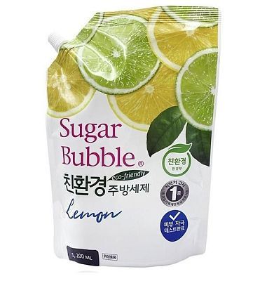 CJ Lion Sugar Bubble Экологичное средство для мытья посуды Лимон 1190мл