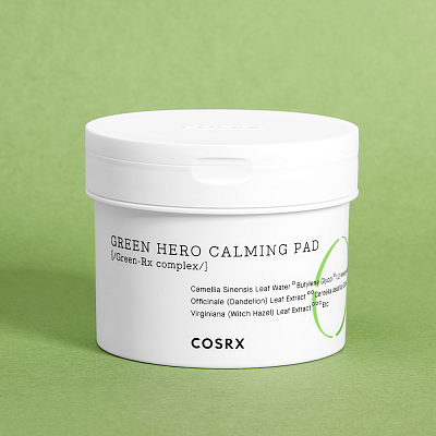Cosrx One Step Green Hero Calming Pad Успокаивающие пэды для чувствительной кожи 70шт