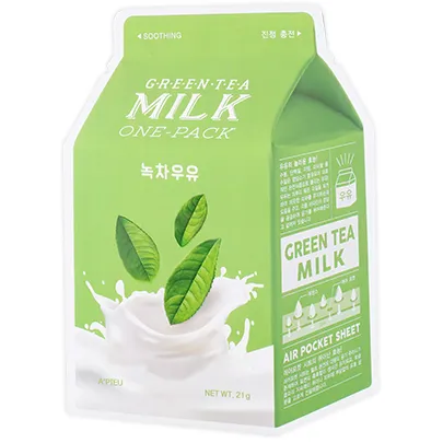 A'pieu Green Tea Milk One-Pack Успокаивающая маска с экстрактом зеленого чая и гамамелиса 1шт