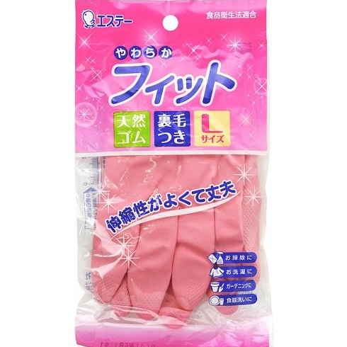 ST Резиновые перчатки с внутренним покрытием, L , розовые 1 пара